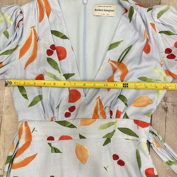 Finders Keepers Calypso Linen Blend Fruit Print Mini Dress Size 4 Resort Party - Picture 13 of 16